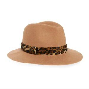 Halogen (by Nordstrom) || Animal Print Print Trim Wool Felt Panama Hat